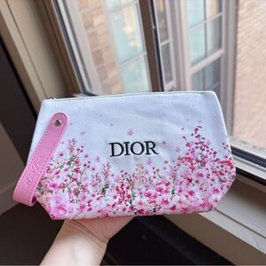 Dior Miss Dior Pink Floral Design Wristlet Pouch Makeup Bag Limited Edition